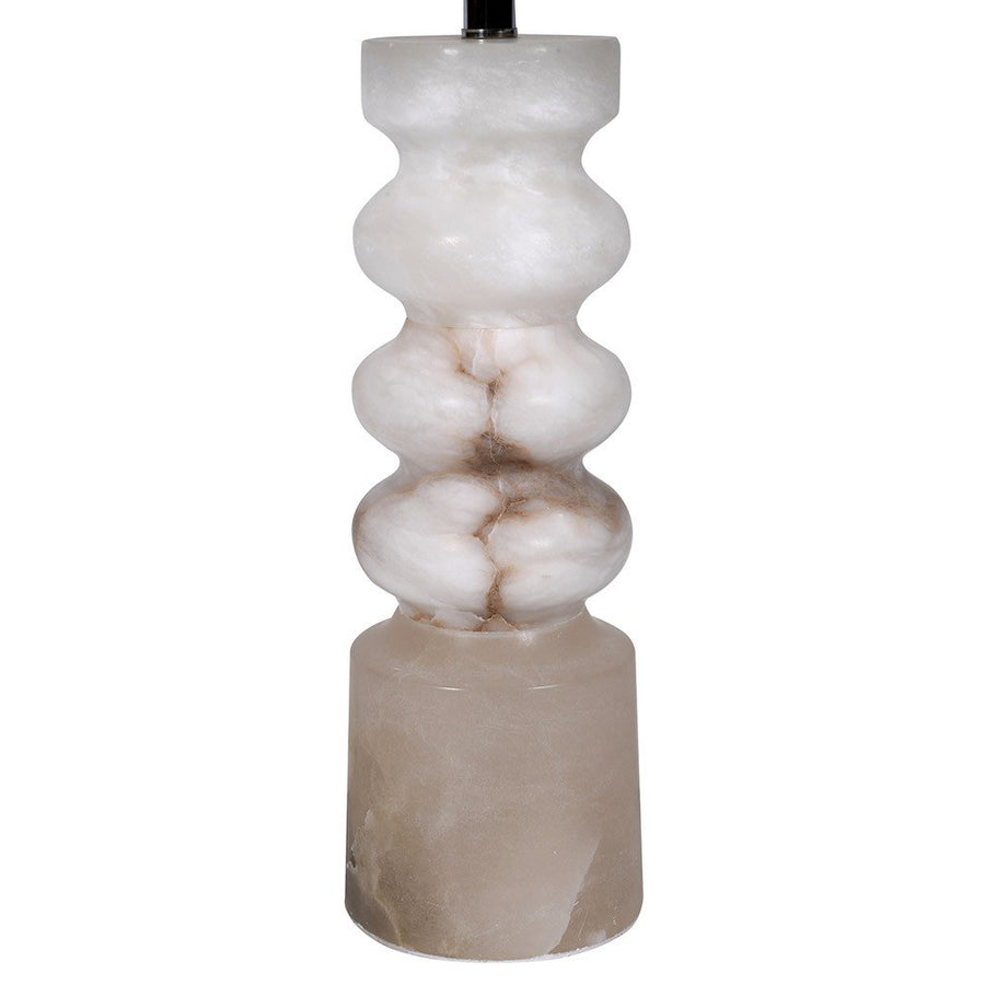 Tall Alabaster Table Lamp with Linen Shade
