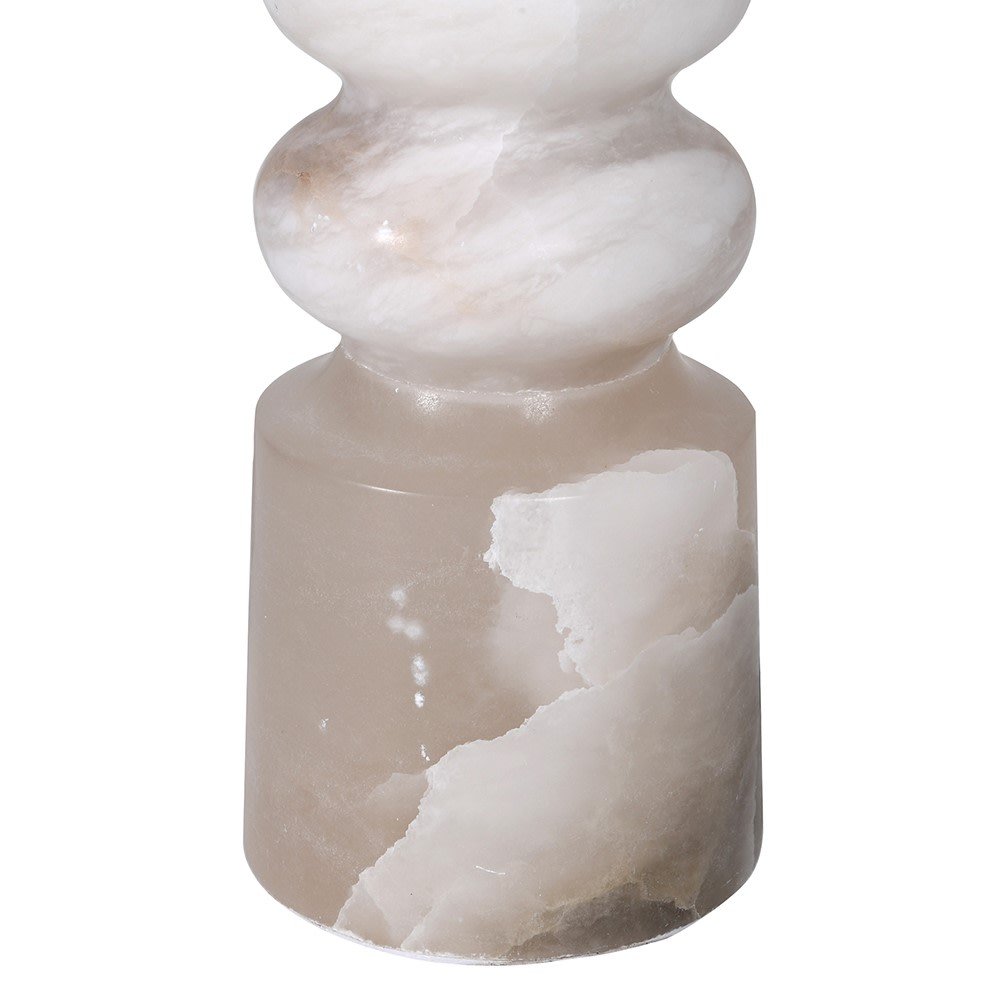 Tall Alabaster Table Lamp with Linen Shade - LUXONAS
