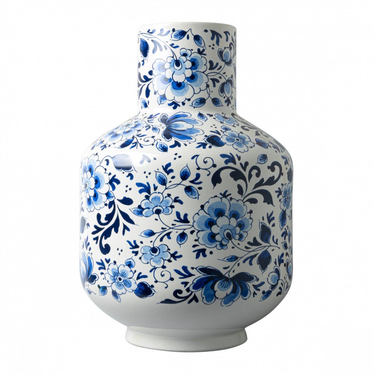 Tall Ball Vase Allover Flower White