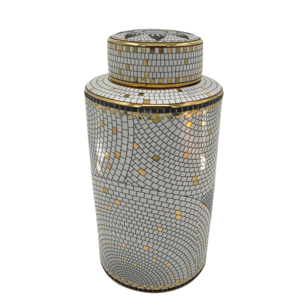 Tall Flat Ceramic Jar 'Dubai' - LUXONAS