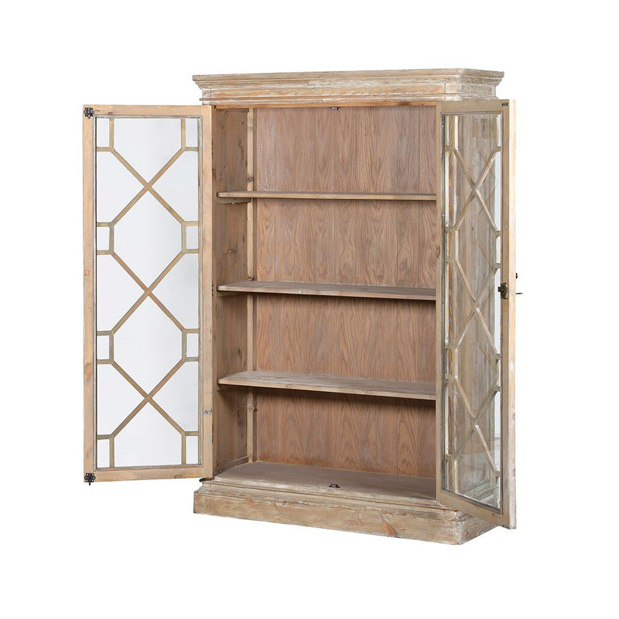 Tall Natural Two-Door Cabinet with Three Shelves