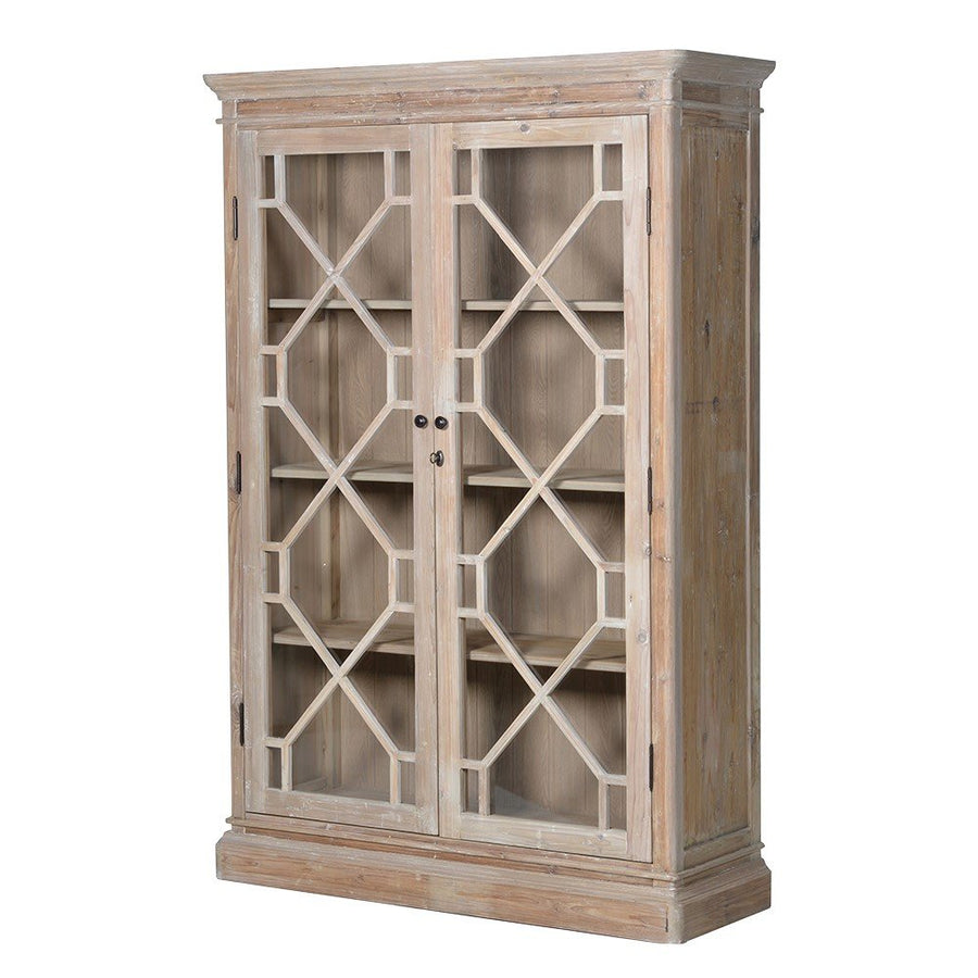 Tall Natural Two-Door Cabinet with Three Shelves