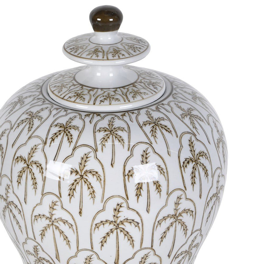 Tall Palm Tree Lidded Jar