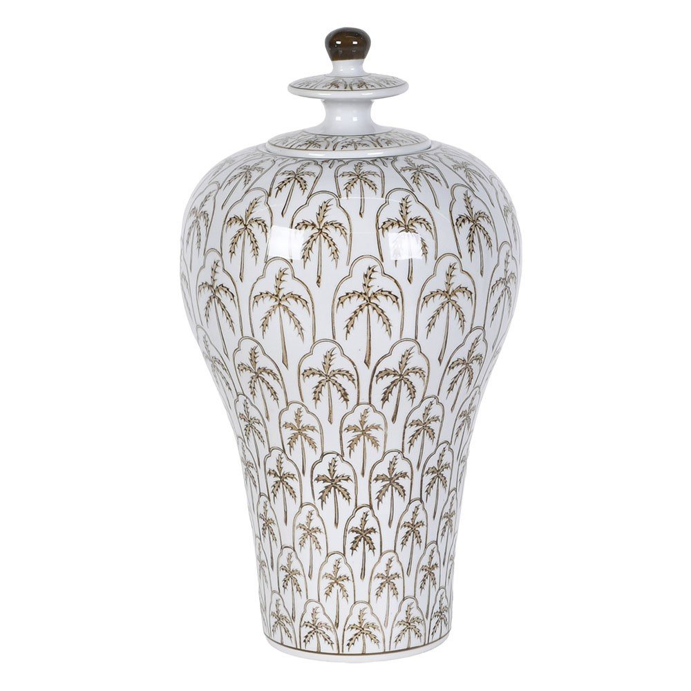 Tall Palm Tree Lidded Jar