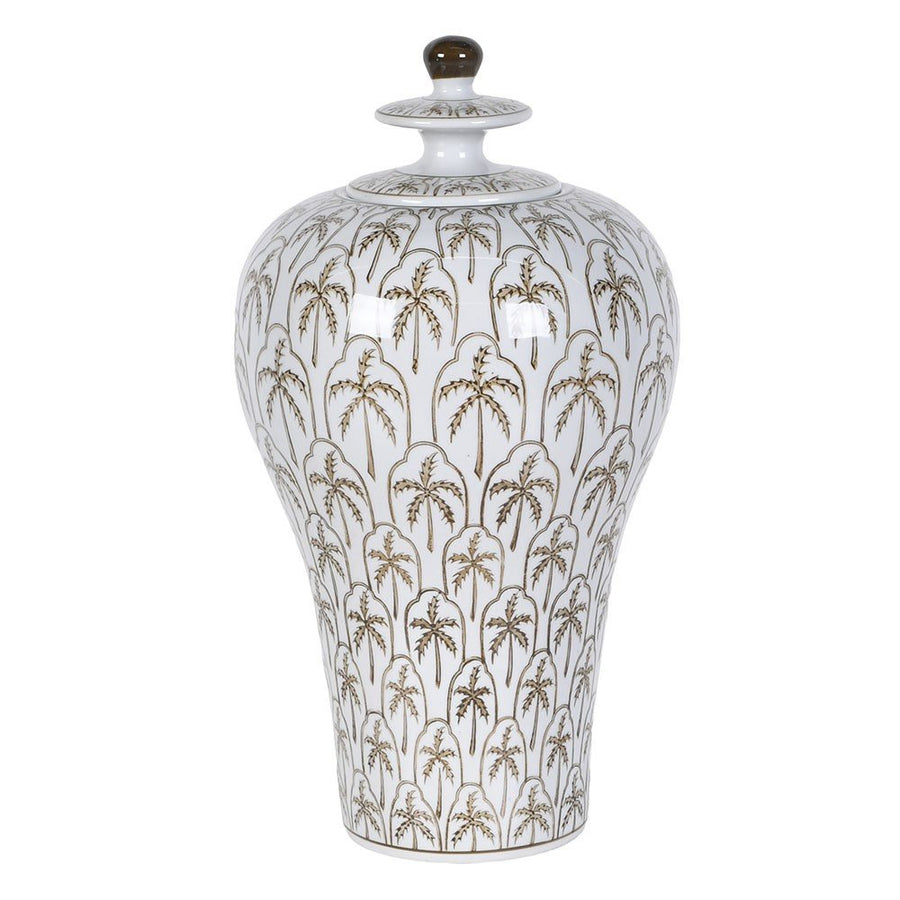 Tall Palm Tree Lidded Jar