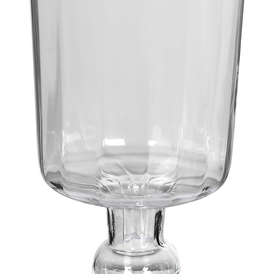 Tall Pleated Glass Vase on Stem