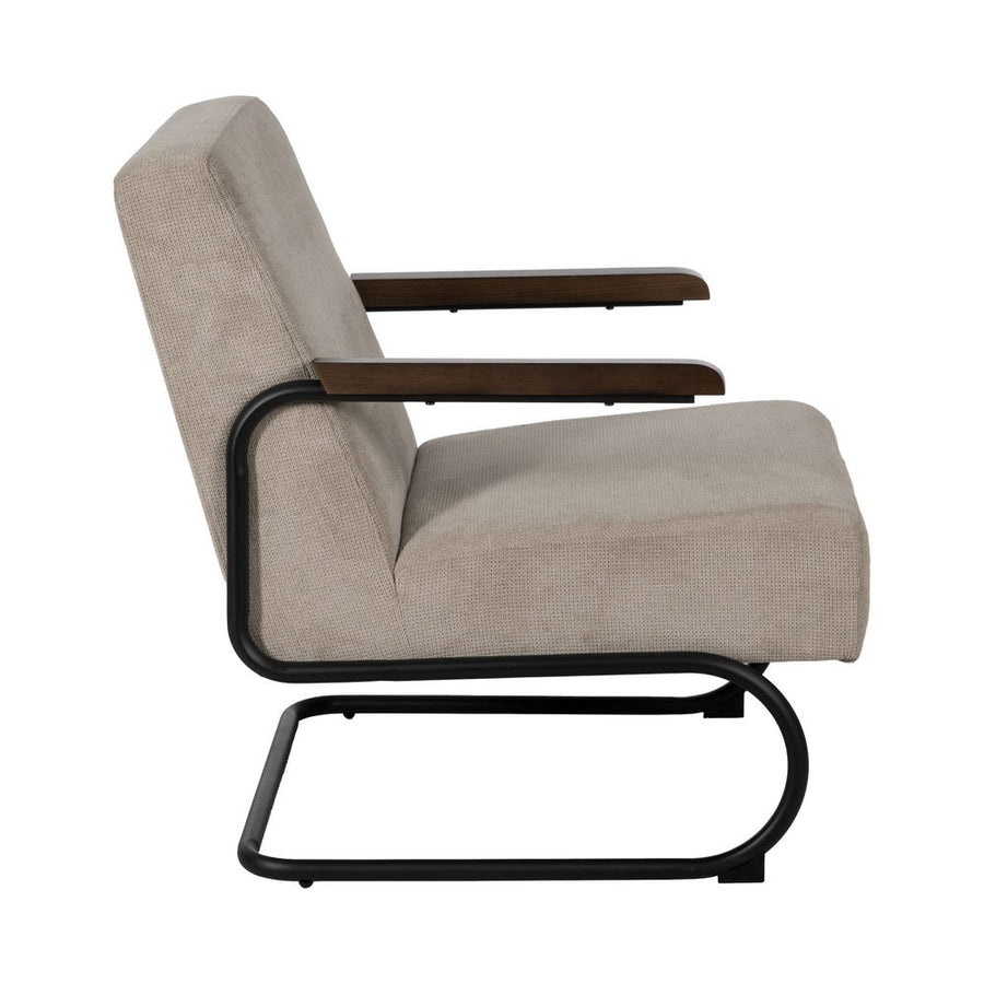 Taupe Armchair with Vintage Metal Weave