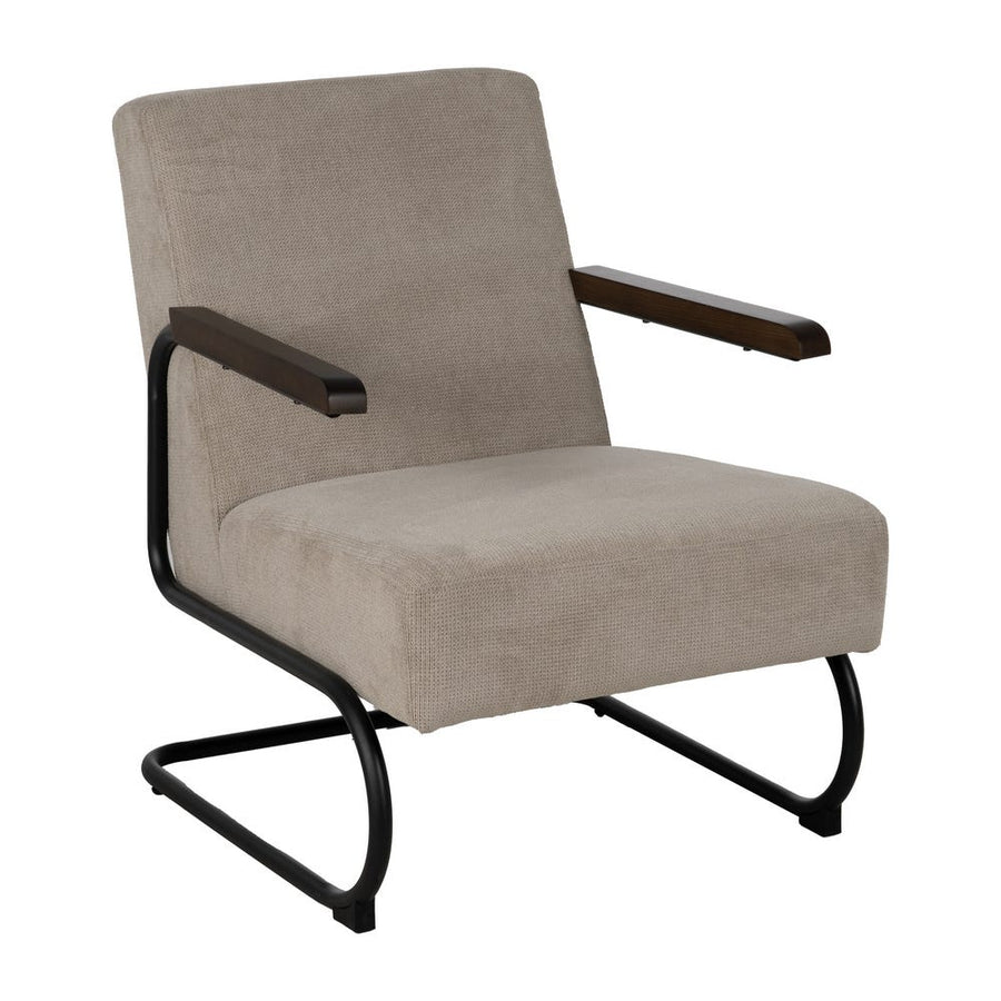 Taupe Armchair with Vintage Metal Weave