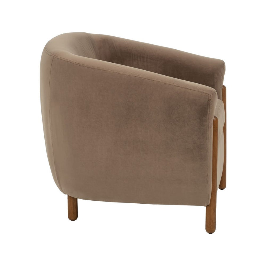 Taupe Armchair with Vintage Wood Weave