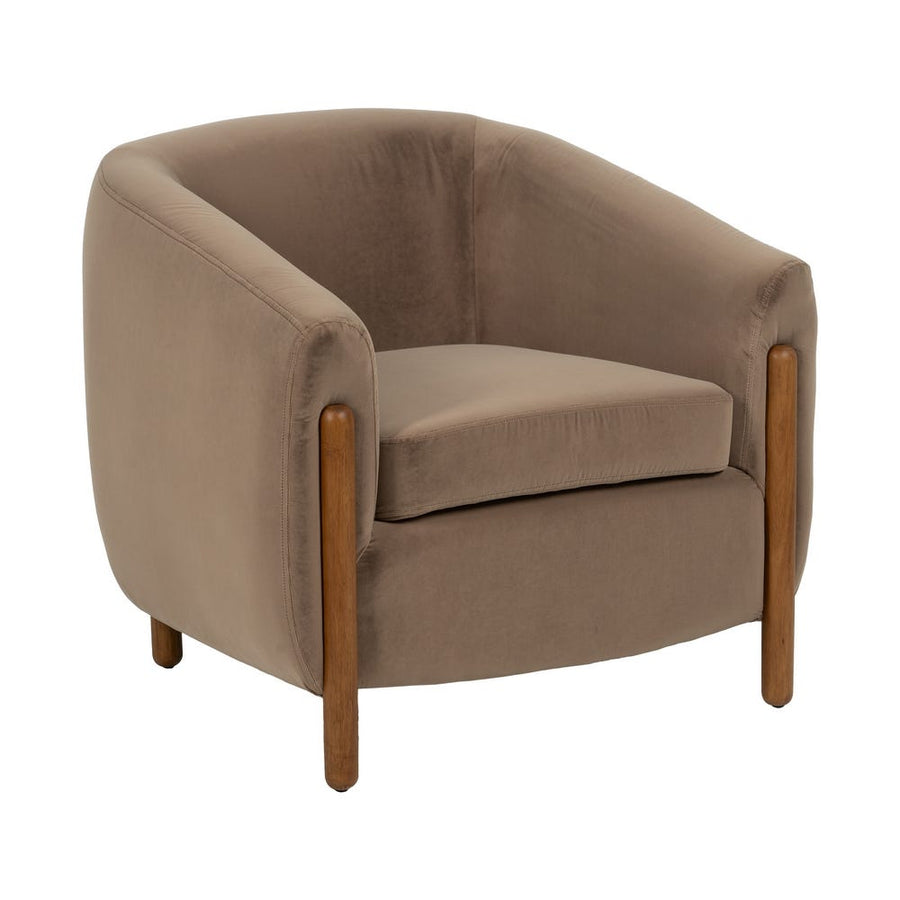 Taupe Armchair with Vintage Wood Weave