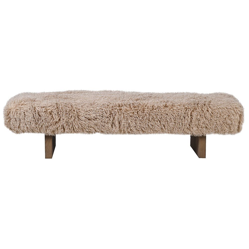 Taupe Fluffy Long Bench - LUXONAS