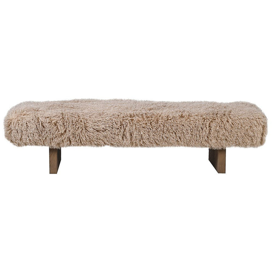 Taupe Fluffy Long Bench