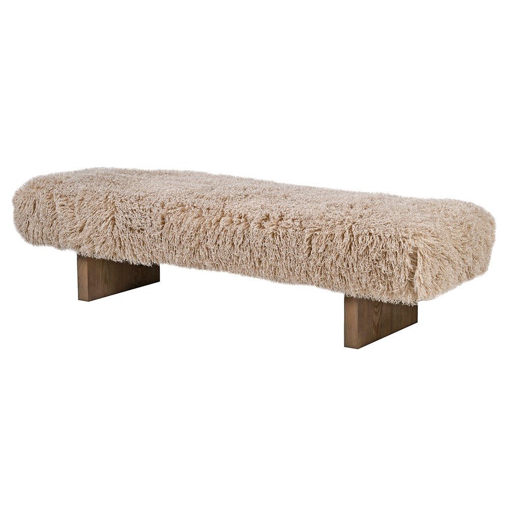 Taupe Fluffy Long Bench - LUXONAS