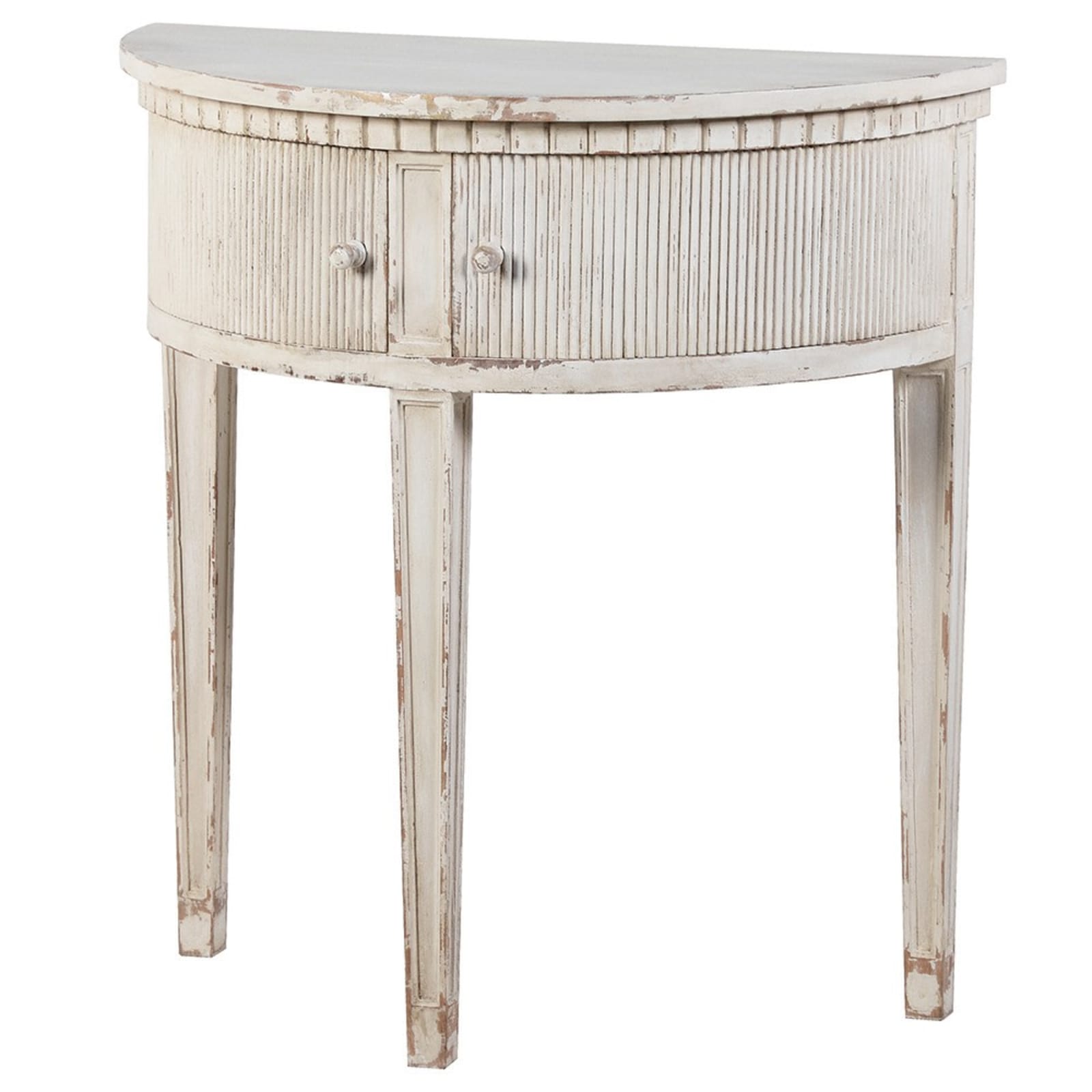 Tavian Ribbed 2 Drawer Demi Lune Console Table