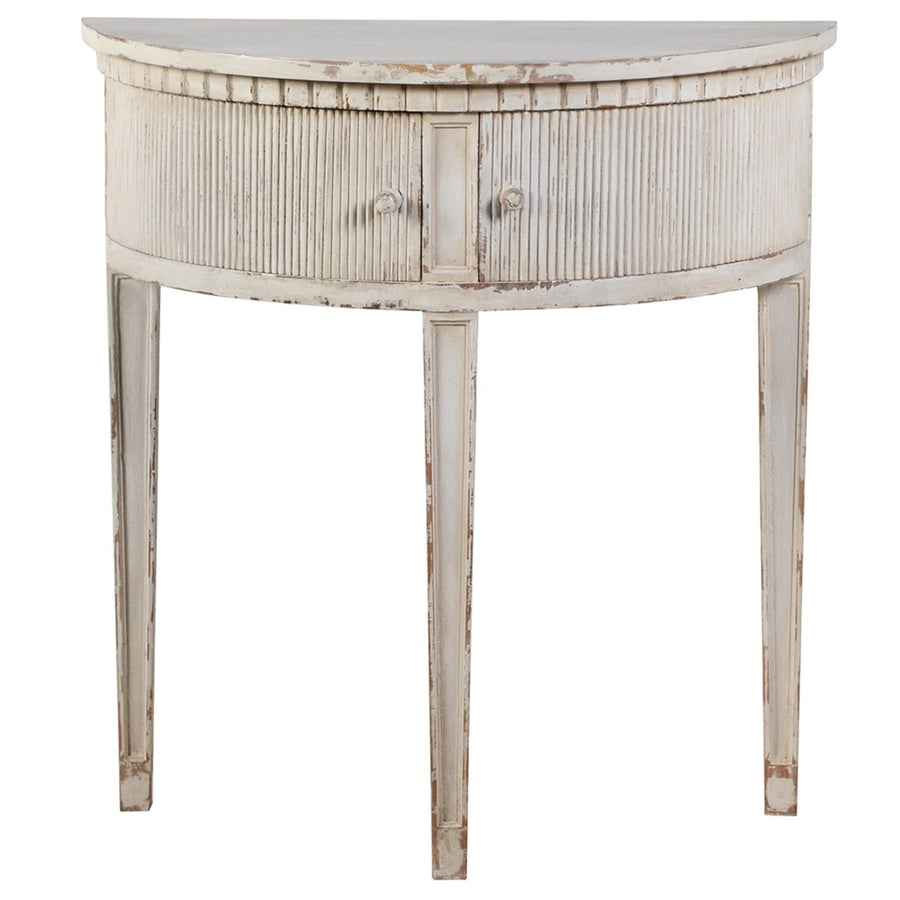 Tavian Ribbed 2 Drawer Demi Lune Console Table