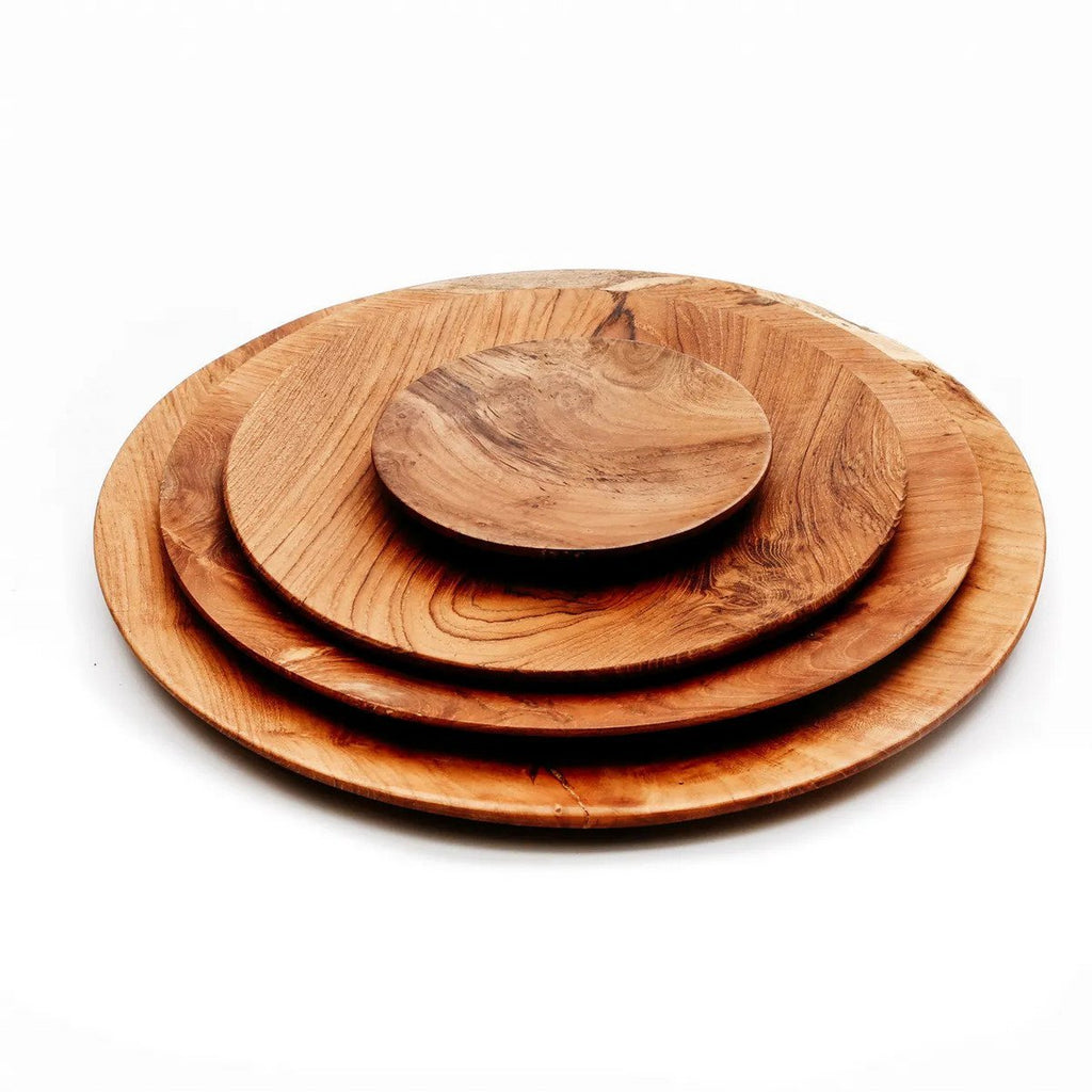 Teak Root Round Plate - M - LUXONAS HOME