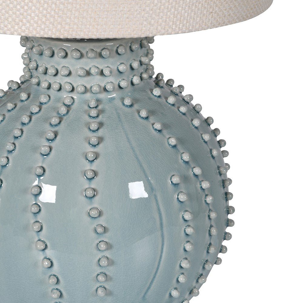 Teal Beaded Ceramic Lamp - LUXONAS