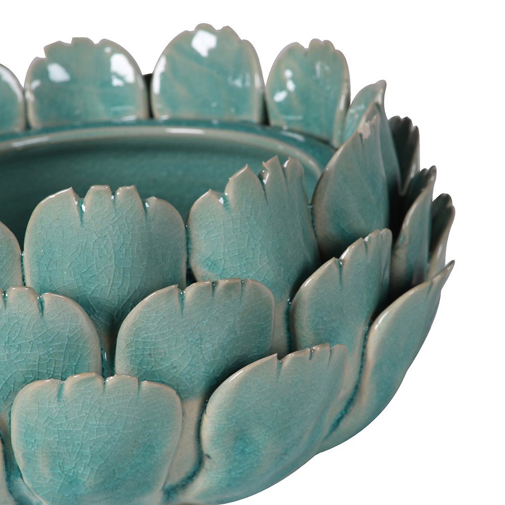 Teal Ceramic Flower Candleholder - LUXONAS