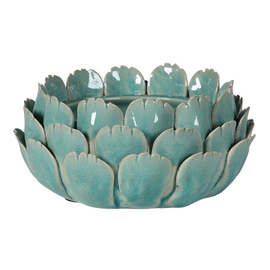 Teal Ceramic Flower Candleholder