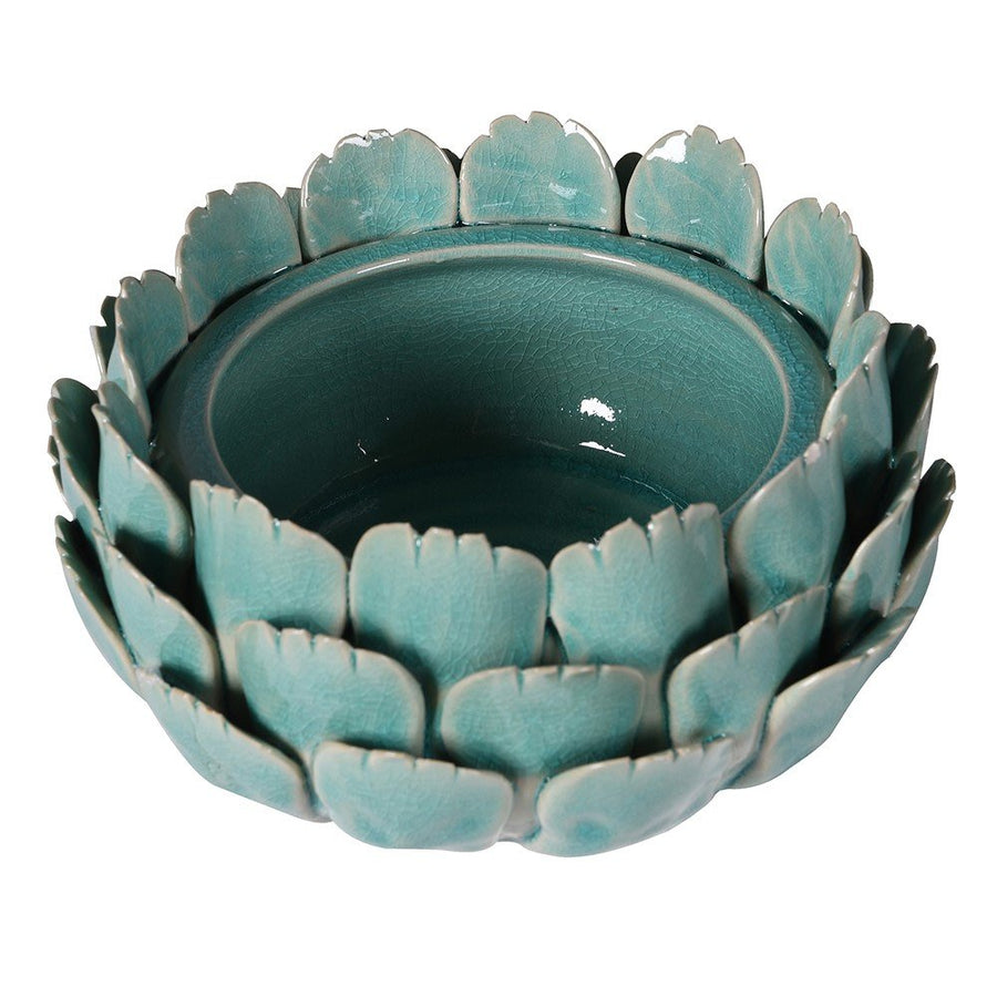 Teal Ceramic Flower Candleholder