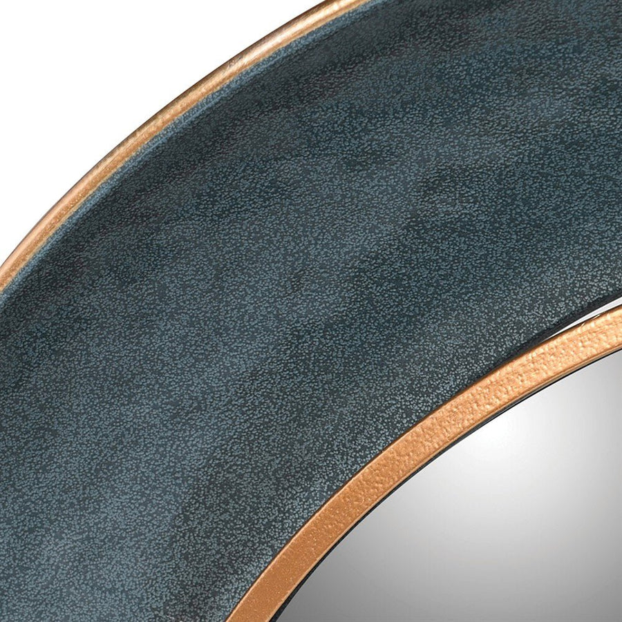 Teal Edge Round Mirror