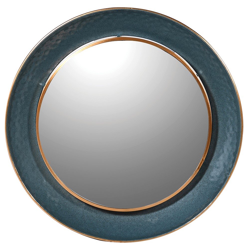 Teal Edge Round Mirror