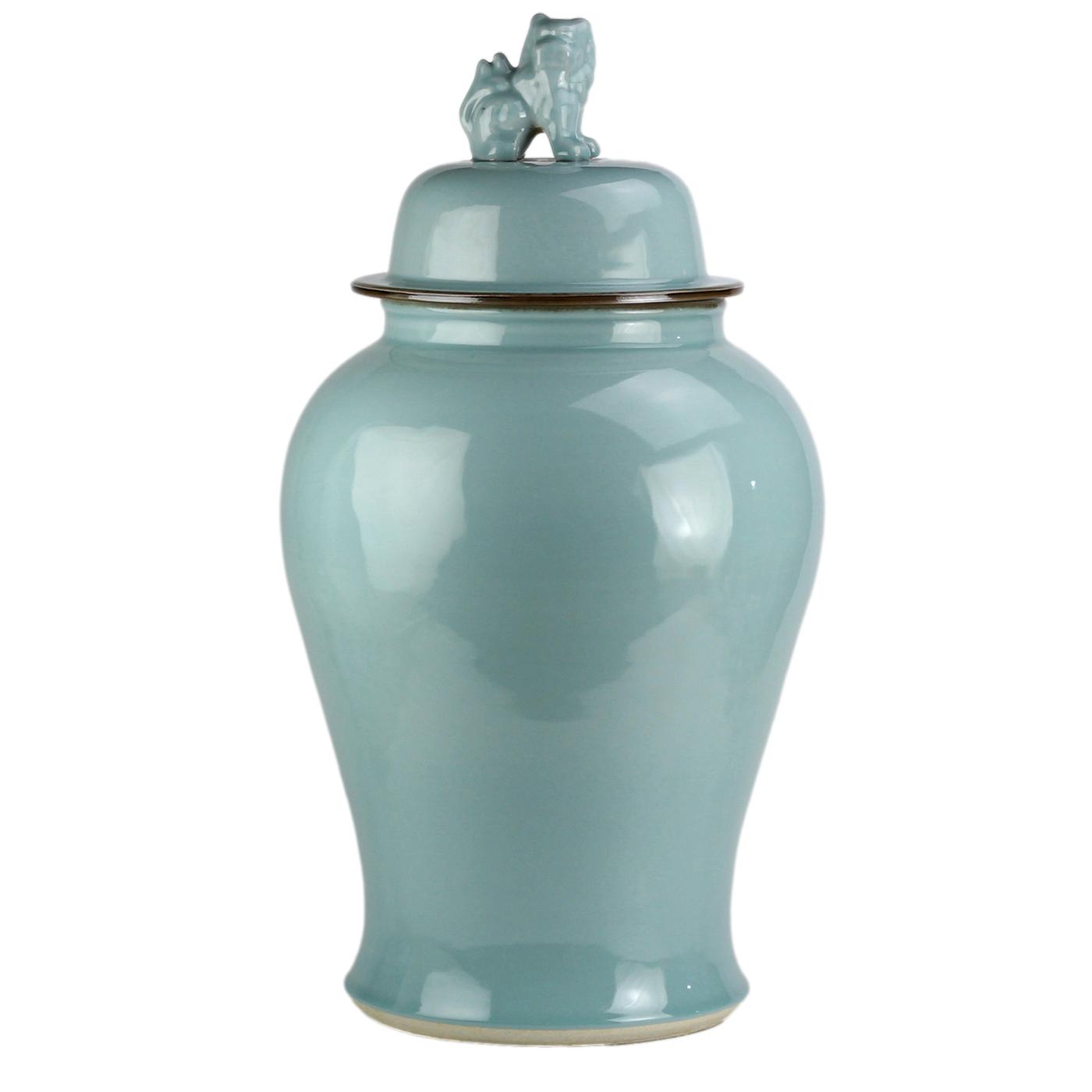 Teal Large Jar w/Lion - LUXONAS
