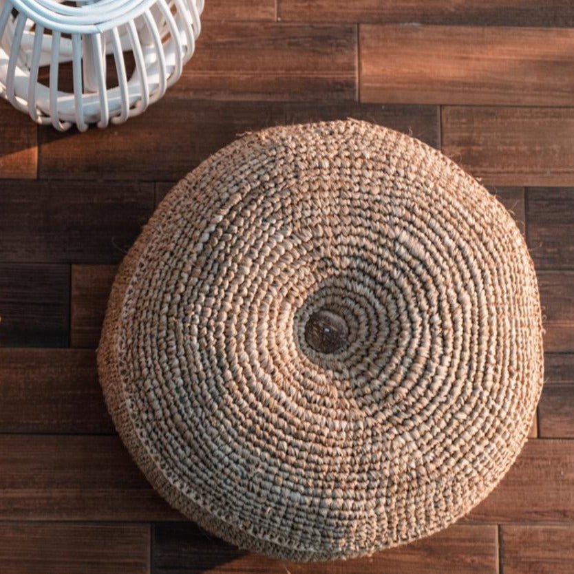 TELU Raffia Pouf | Beanbag (2 sizes) - LUXONAS HOME