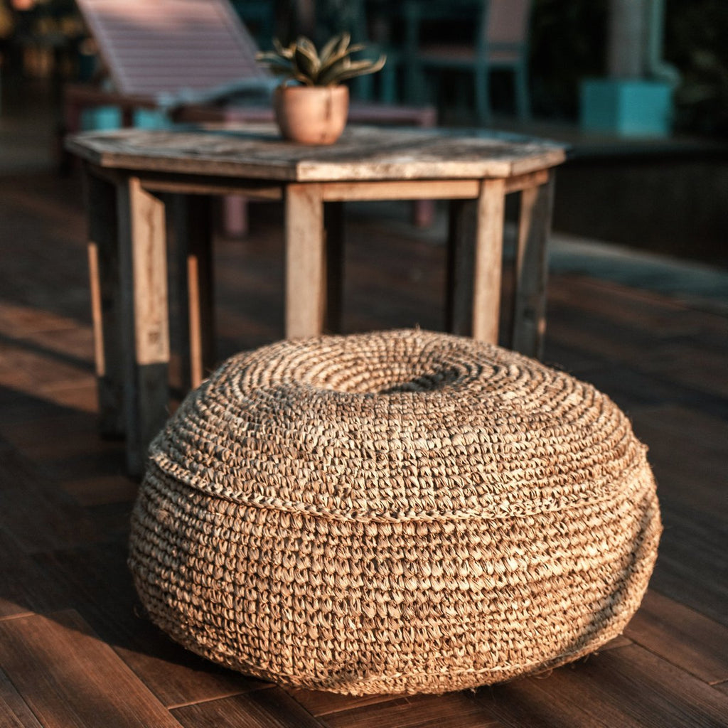 TELU Raffia Pouf | Beanbag (2 sizes) - LUXONAS HOME