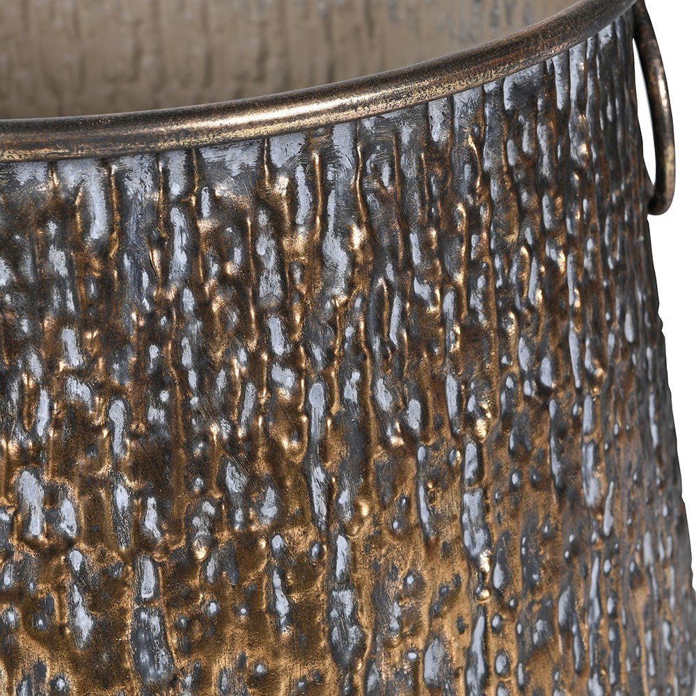 Textured Gold Round Planter - LUXONAS