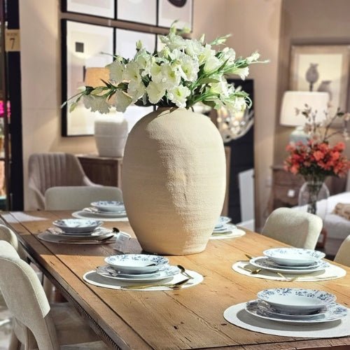 Textured Tall Ceramic Taupe Vase - LUXONAS HOME