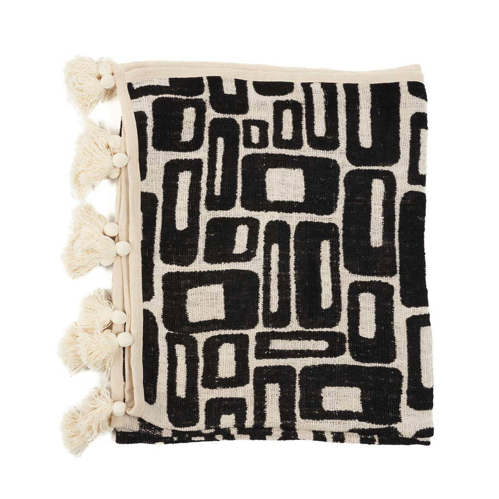 The Aztec Bed Throw - Natural Black - LUXONAS HOME