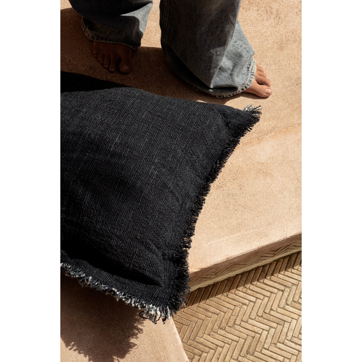 The Azure Fringe Cushion Cover - Indian Blue - LUXONAS HOME