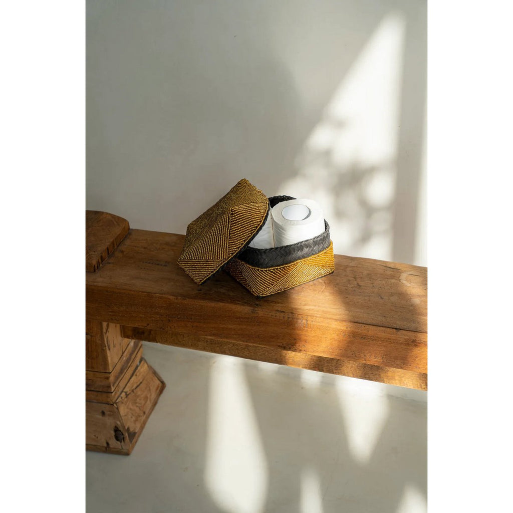 The Beaded Basket - Gold - S - LUXONAS HOME