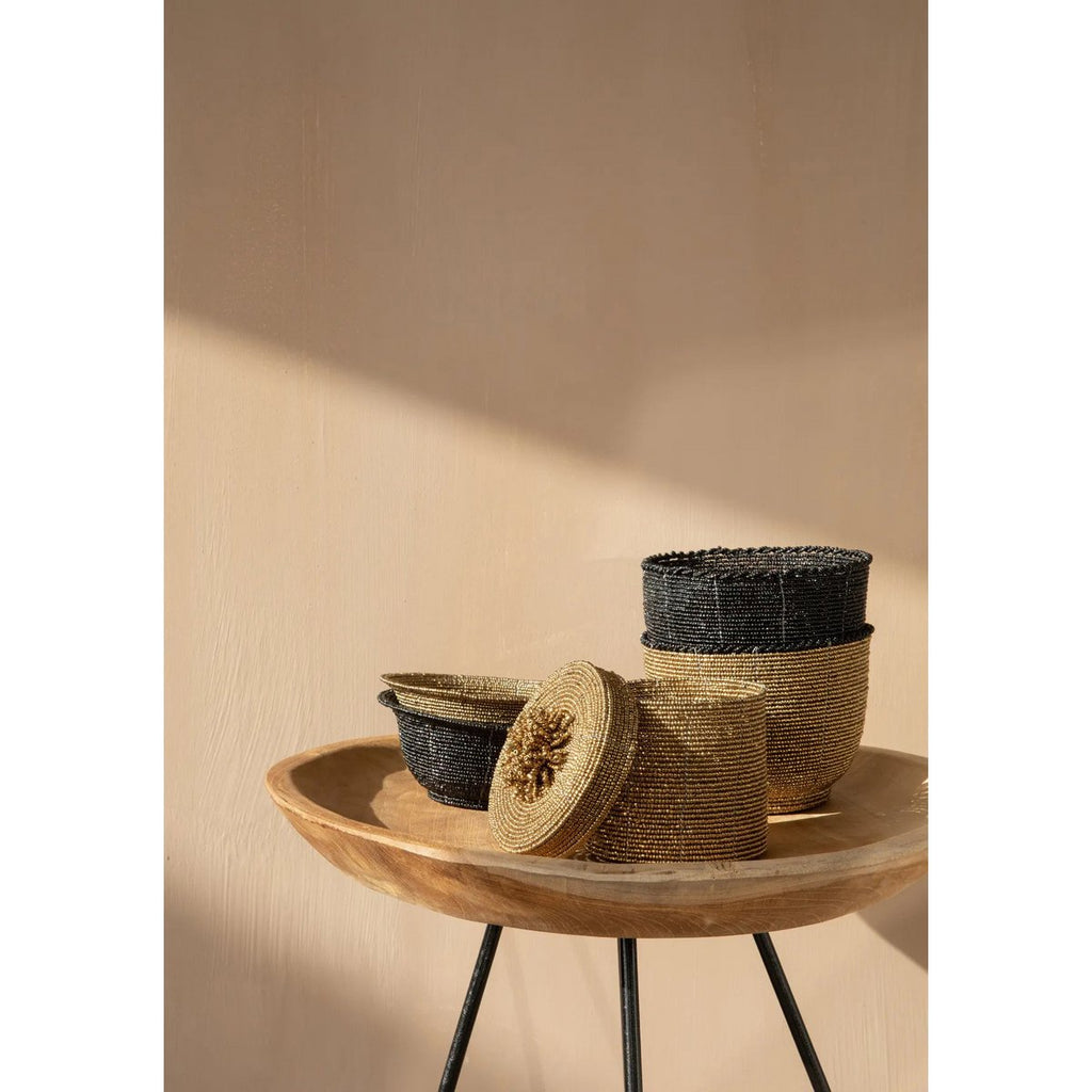 The Beaded Bowl Low - Black - S - LUXONAS HOME