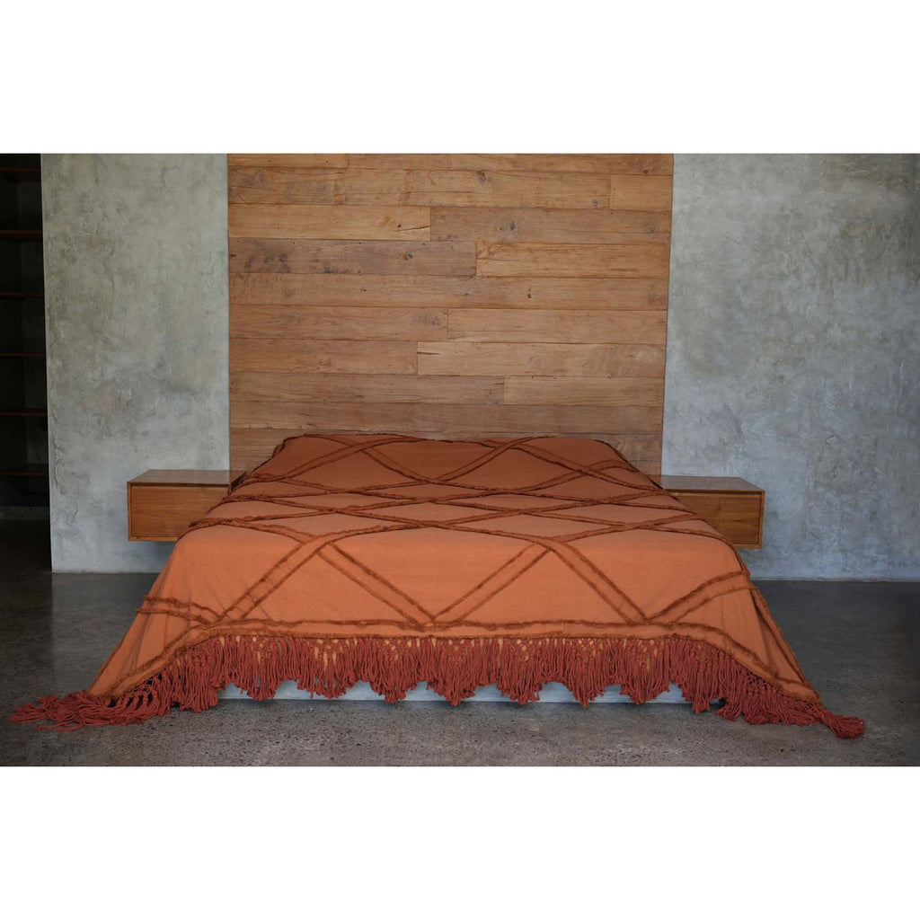 The Berber Bed Throw - Terracotta - LUXONAS HOME