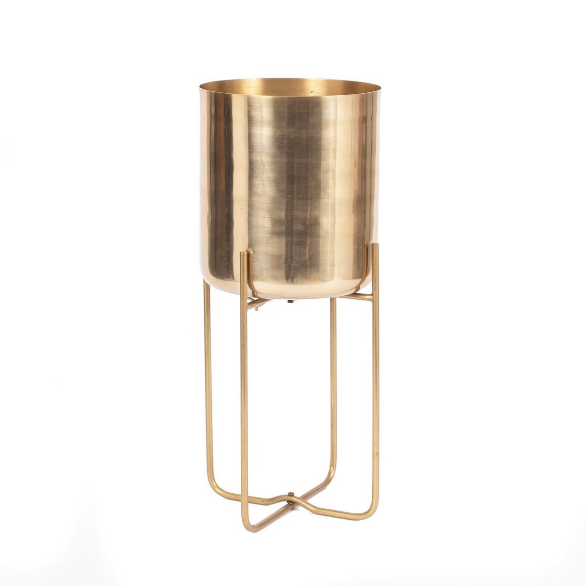 The Brass Planter on Stand - Brass - L - LUXONAS HOME