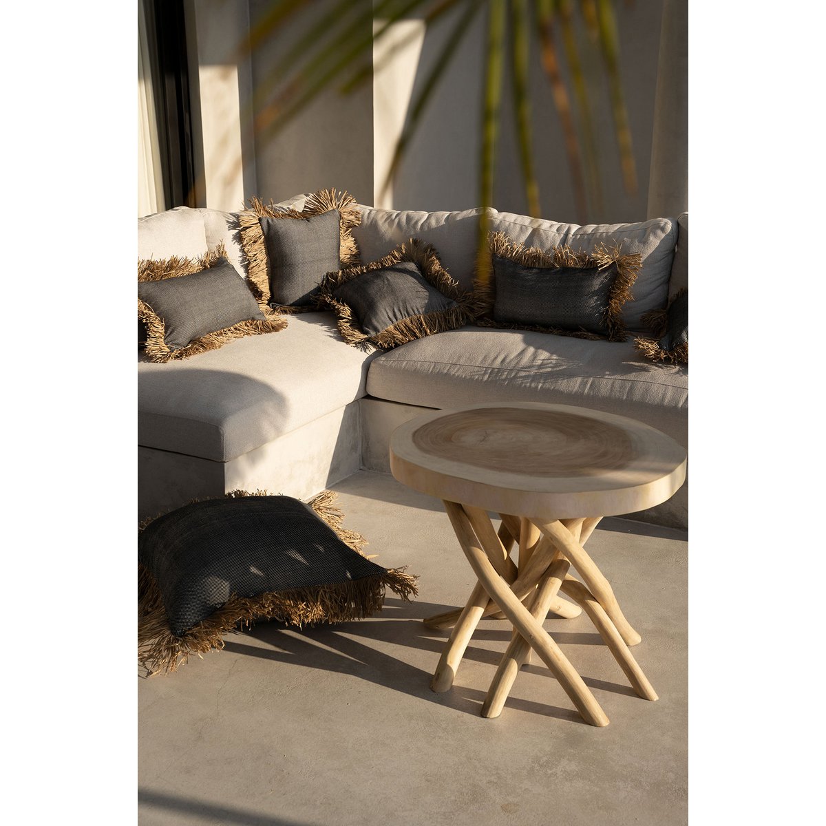 The Cotton Bonita Cushion Cover - Natural Black - 30x50 - LUXONAS HOME