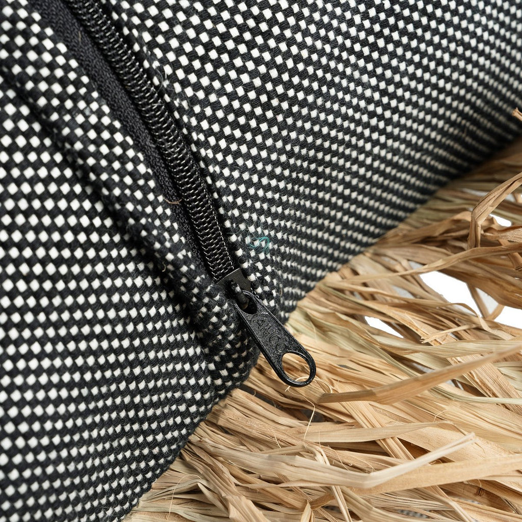 The Cotton Bonita Cushion Cover - Natural Black - 30x50 - LUXONAS HOME