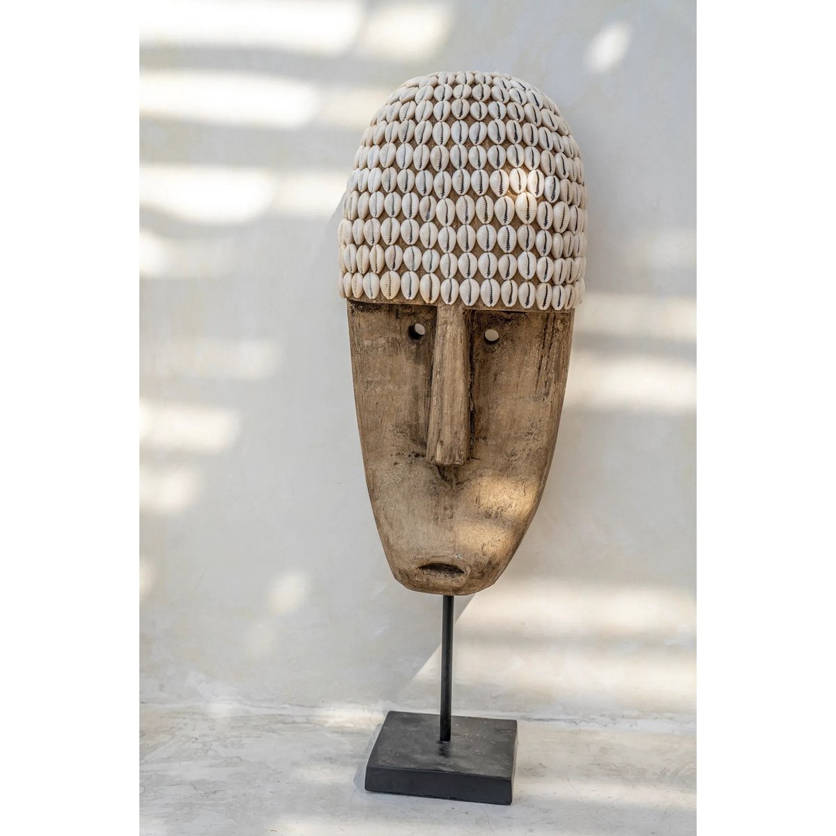 The Cowrie Mask on Stand - Large - LUXONAS HOME