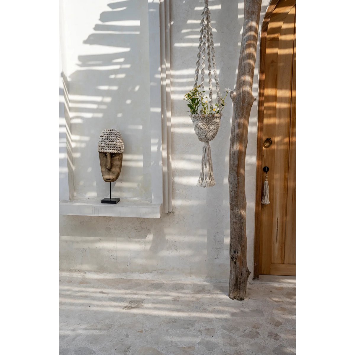 The Cowrie Mask on Stand - Large - LUXONAS HOME