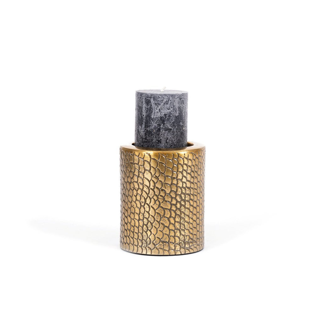 The Croco Candle Holder - Brass - L - LUXONAS HOME