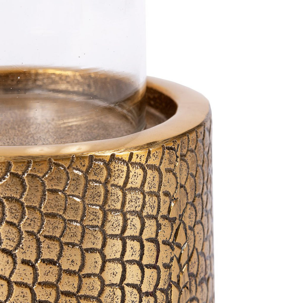 The Croco Candle Holder with Glass - Brass - M - LUXONAS HOME