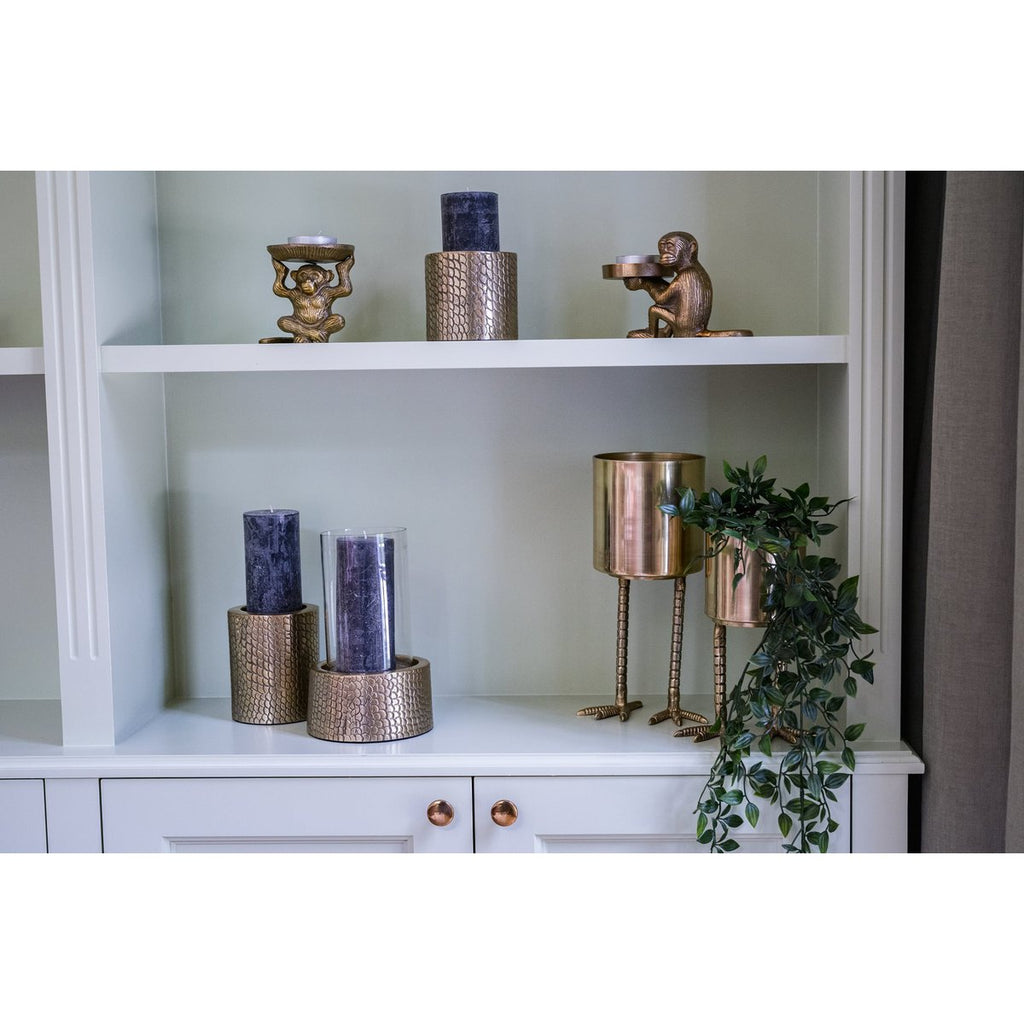 The Croco Candle Holder with Glass - Brass - M - LUXONAS HOME