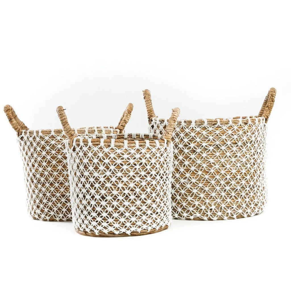 The Crossed Stitched Macrame Basket - L - LUXONAS HOME