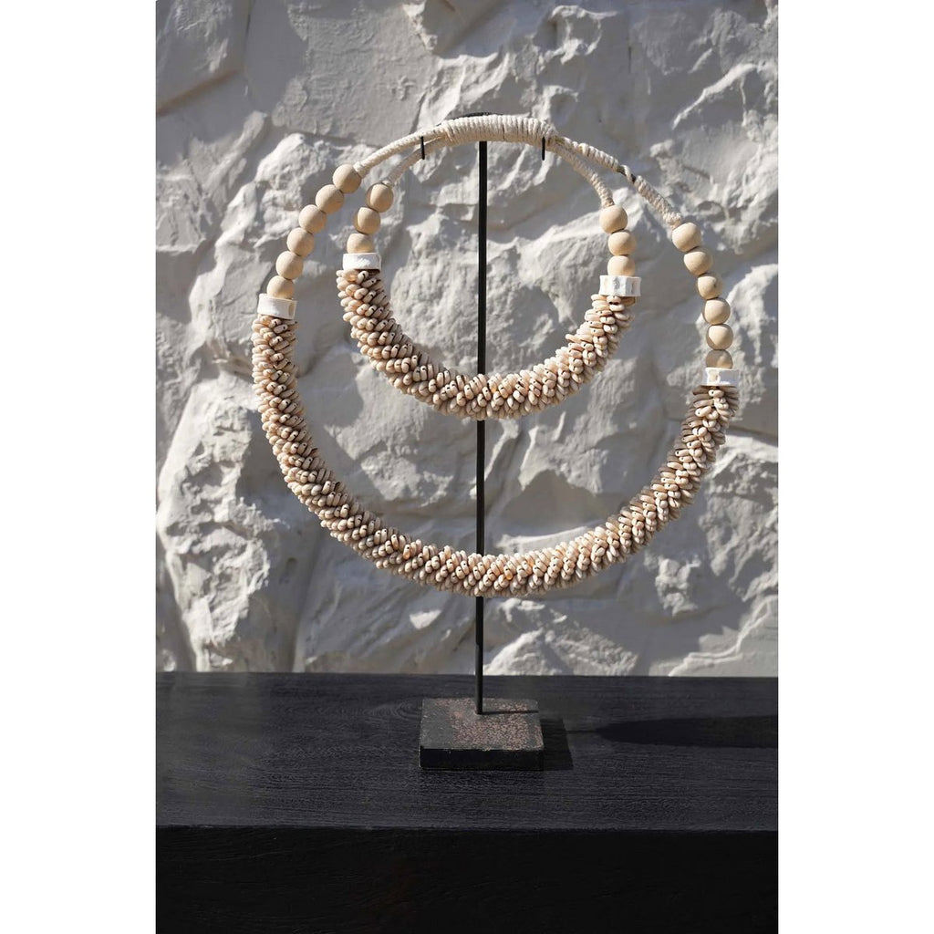 The Double Shell Necklace On Stand - Natural - LUXONAS HOME