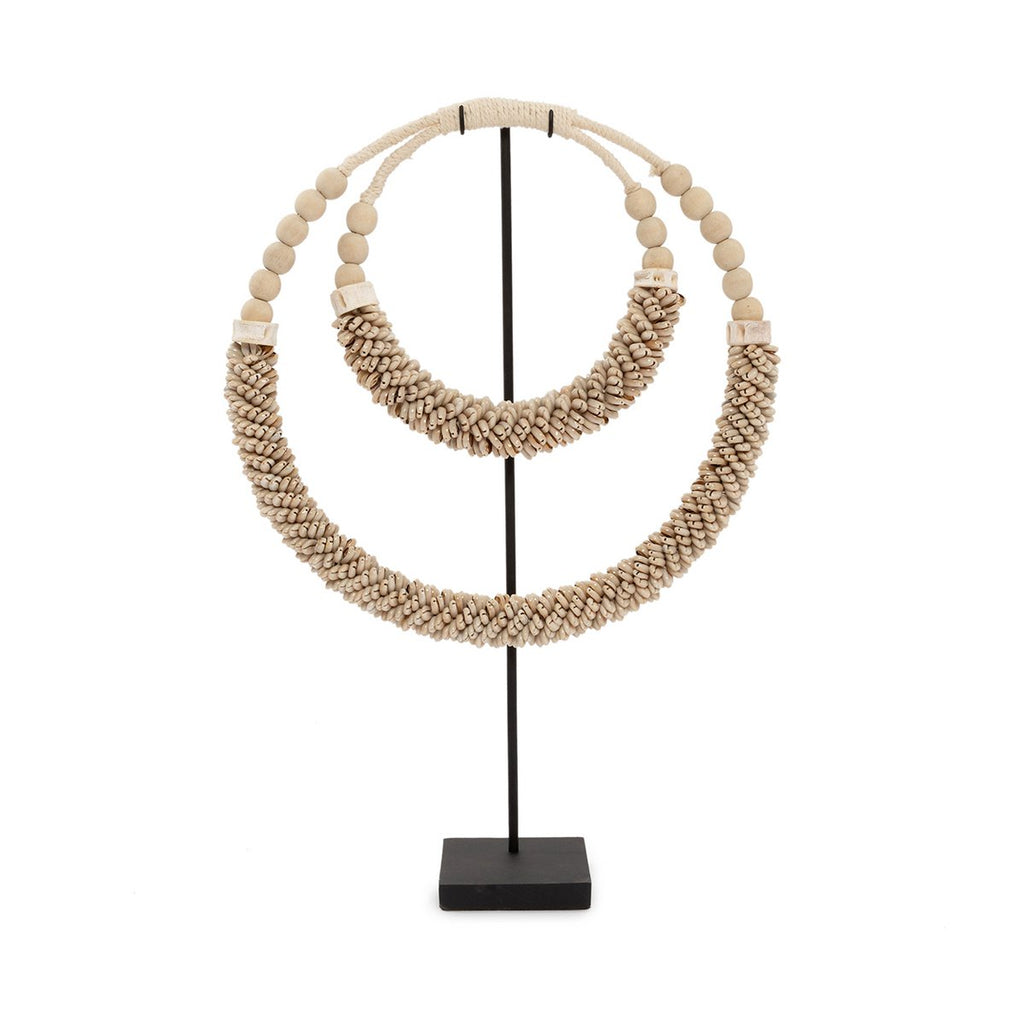 The Double Shell Necklace On Stand - Natural - LUXONAS HOME