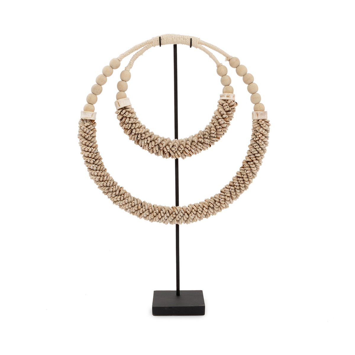 The Double Shell Necklace On Stand - Natural - LUXONAS HOME