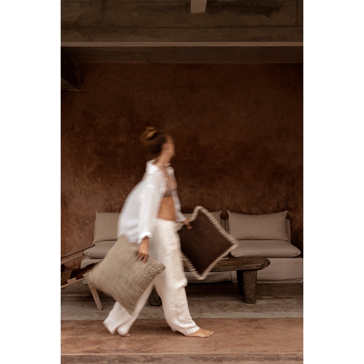 The Espresso Edge Cushion Cover - Brown White - LUXONAS HOME