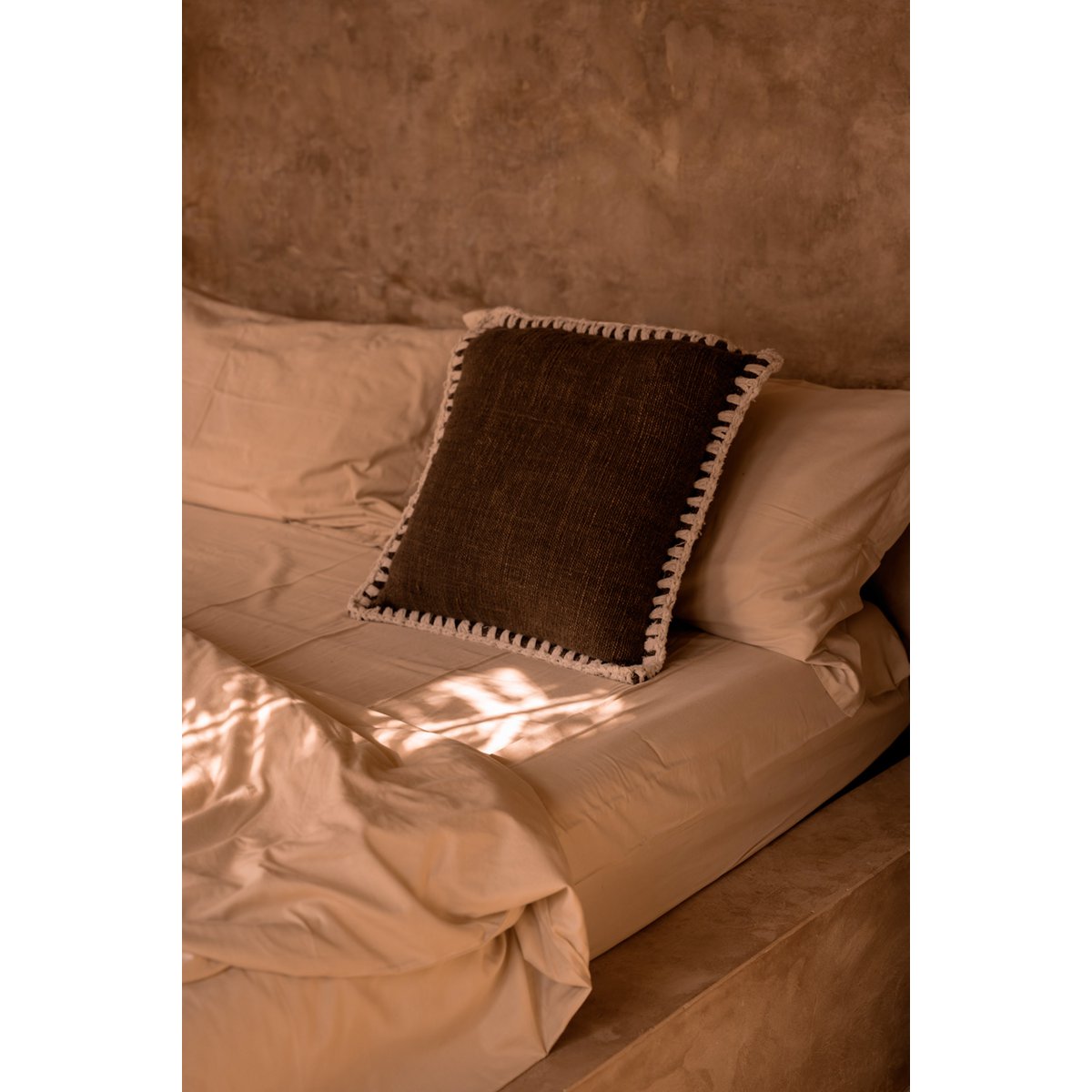 The Espresso Edge Cushion Cover - Brown White - LUXONAS HOME